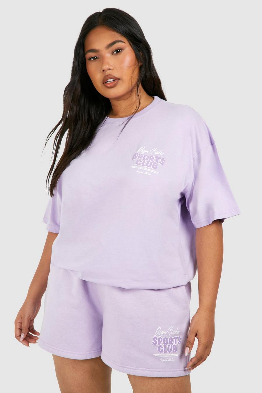 Grande taille - T-shirt oversize à slogan, Purple