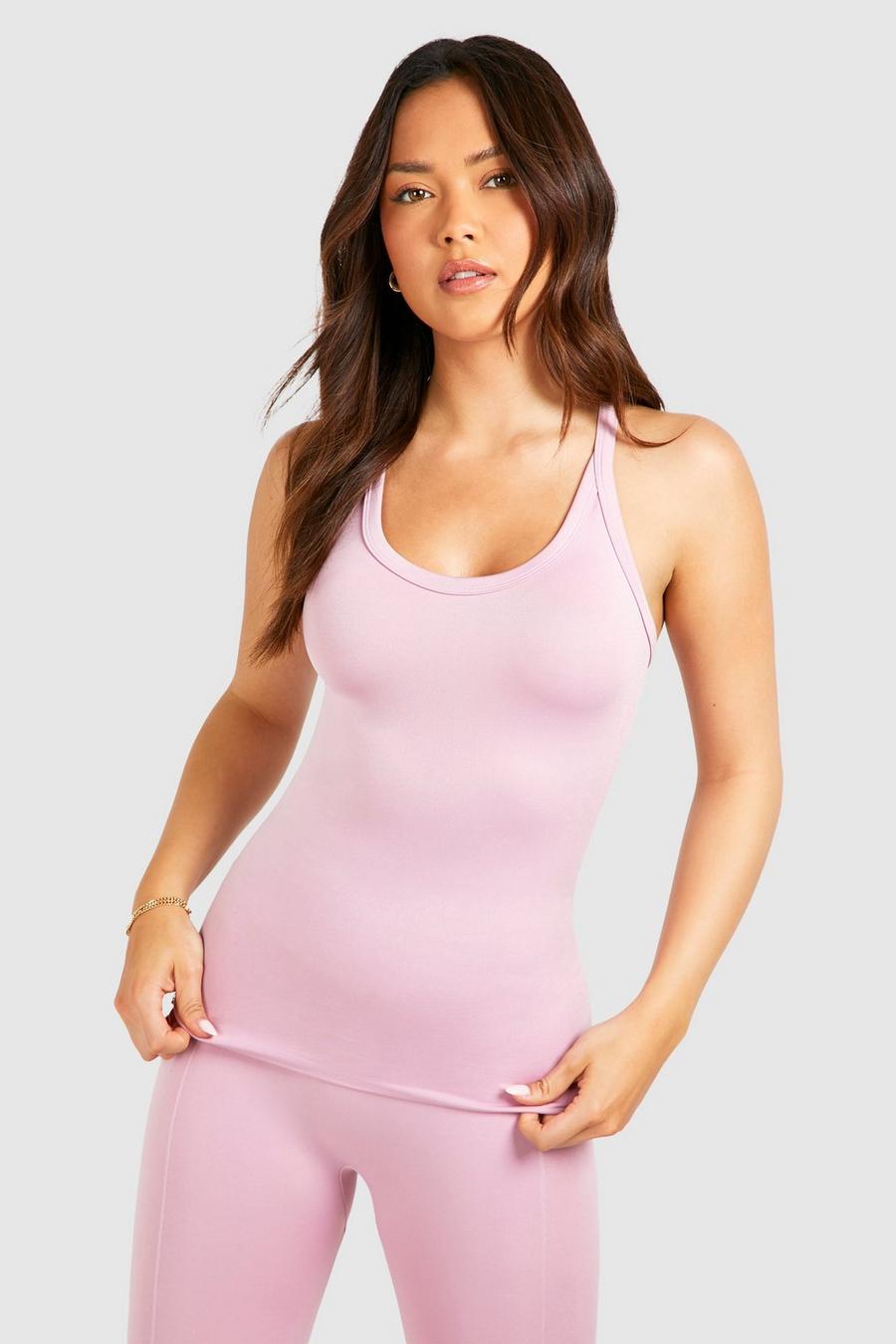 Pink Supersoft Premium Seamless Strappy Back Top image number 1
