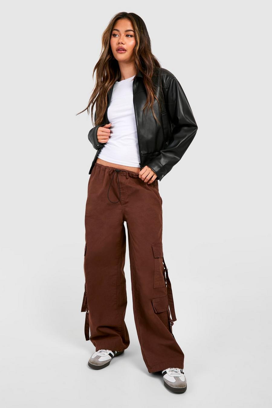 Pantalón de pernera recta con bolsillos cargo, Brown image number 1