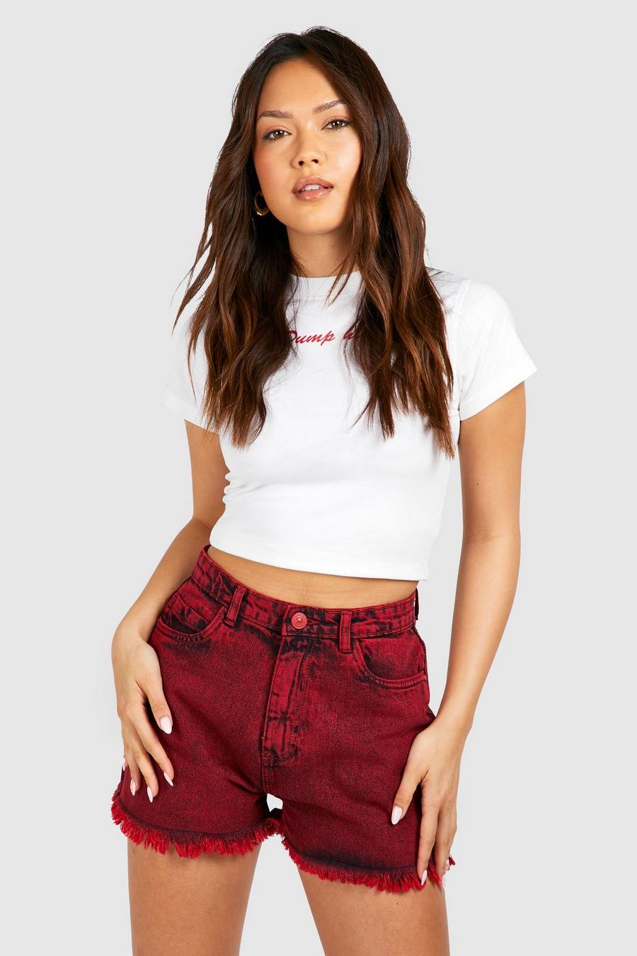 Rote Mom-Jeansshorts, Red image number 1