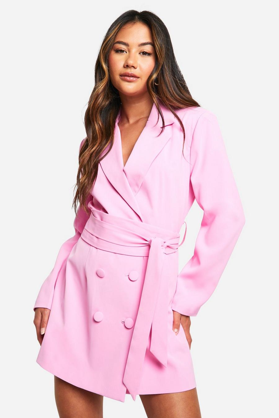Robe blazer nouée, Candy pink image number 1