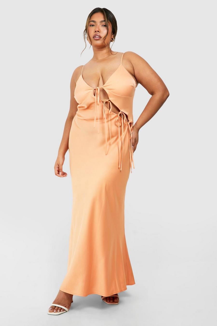 Orange Plus Cut Out Bow Detail Maxi Dress  