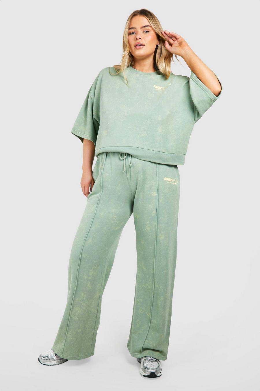 Green Plus Dsgn Studio Washed Straight Leg Track Pants image number 1