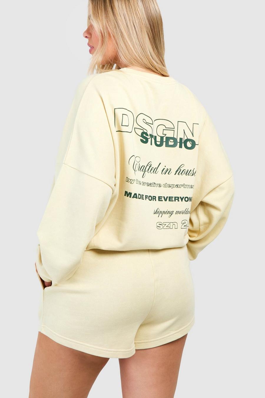 Plus Oversize Sweatshirt mit Dsgn Studio Print, Lemon
