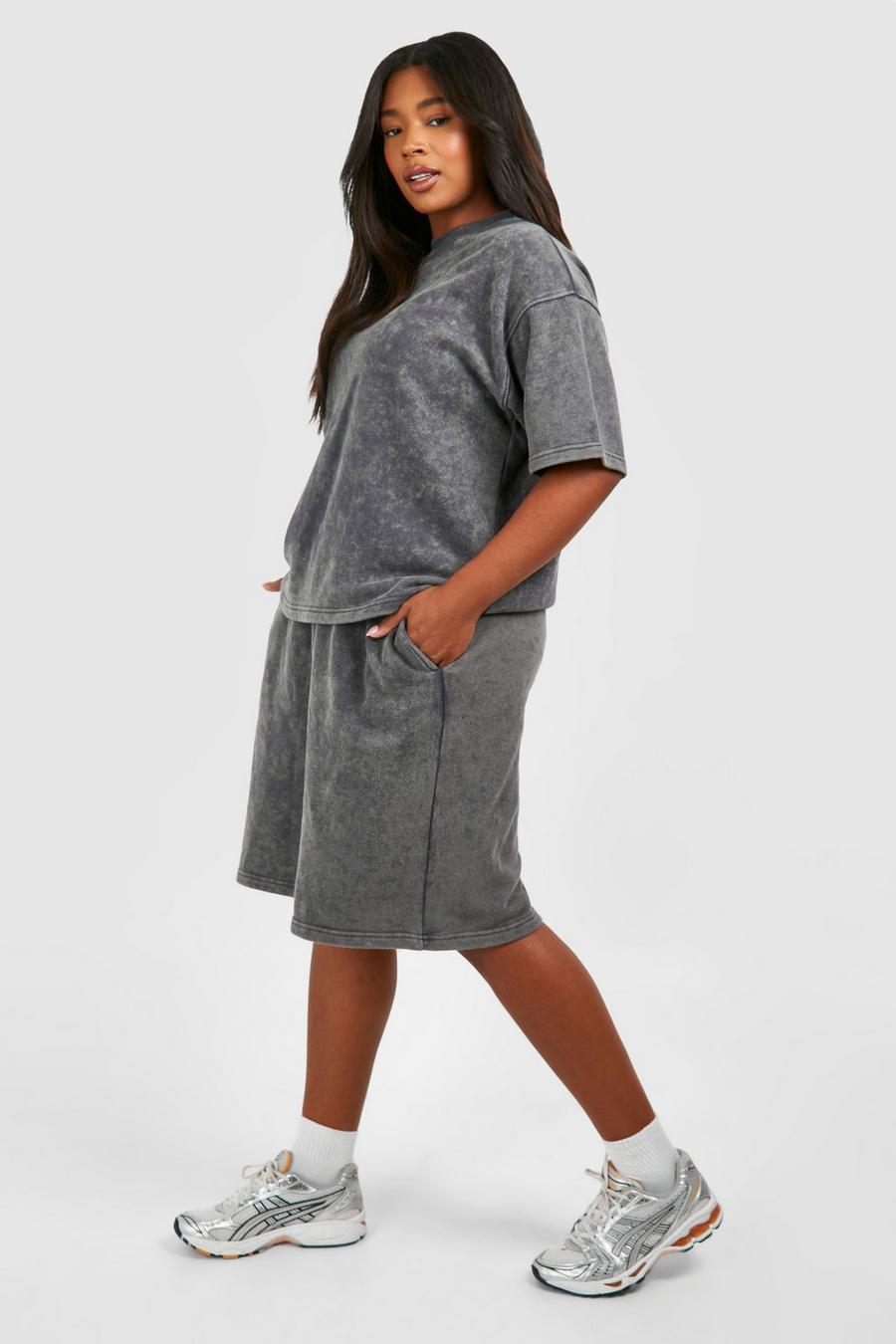 Charcoal Plus Washed Loopback Short Tracksuit