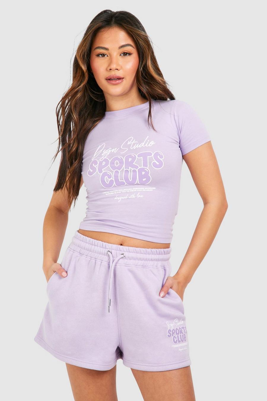 Lilac Getailleerd Bubbel Sports Club T-Shirt