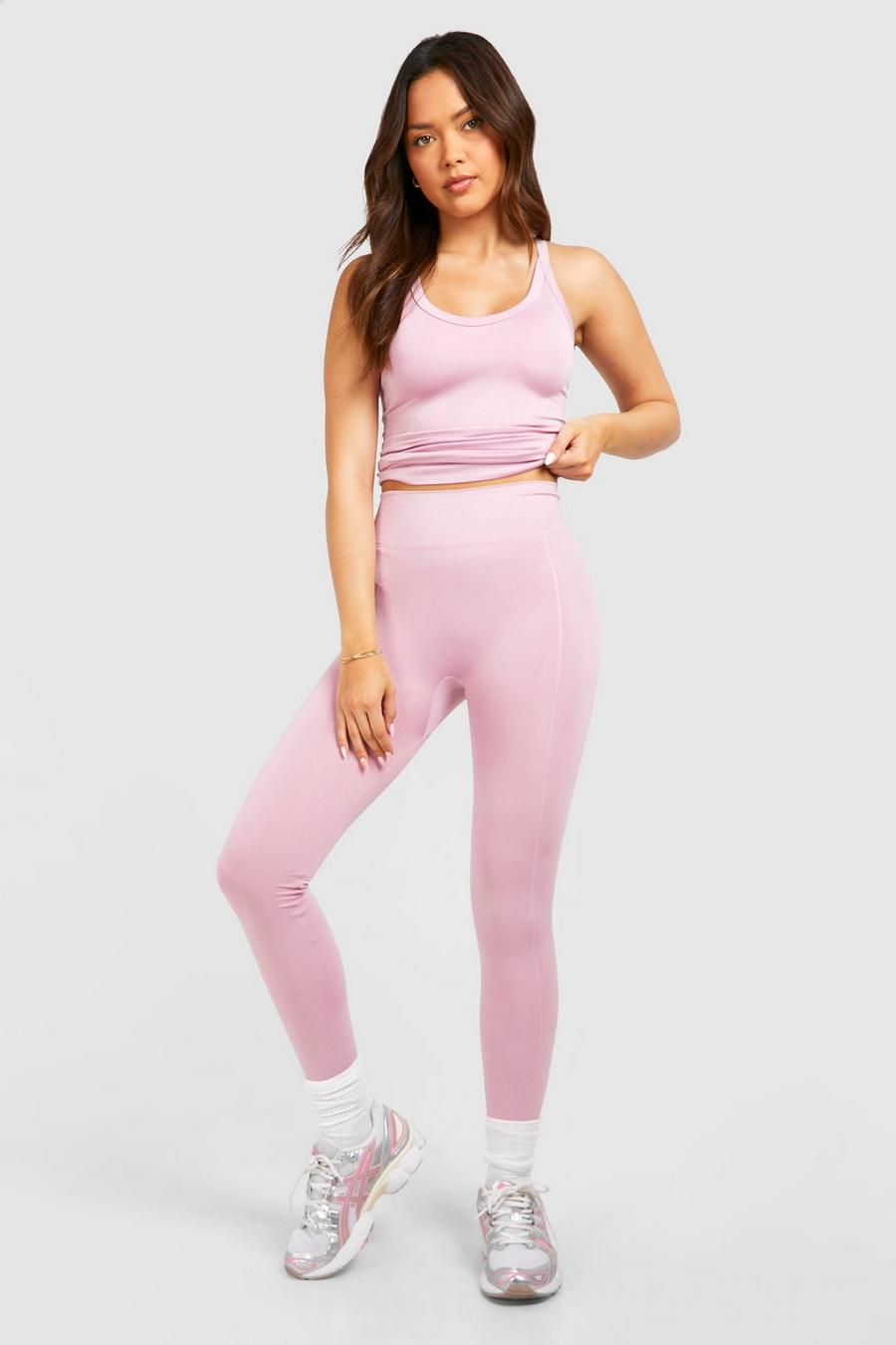 Pink Premium Sömlösa leggings med dekorativa sömmar