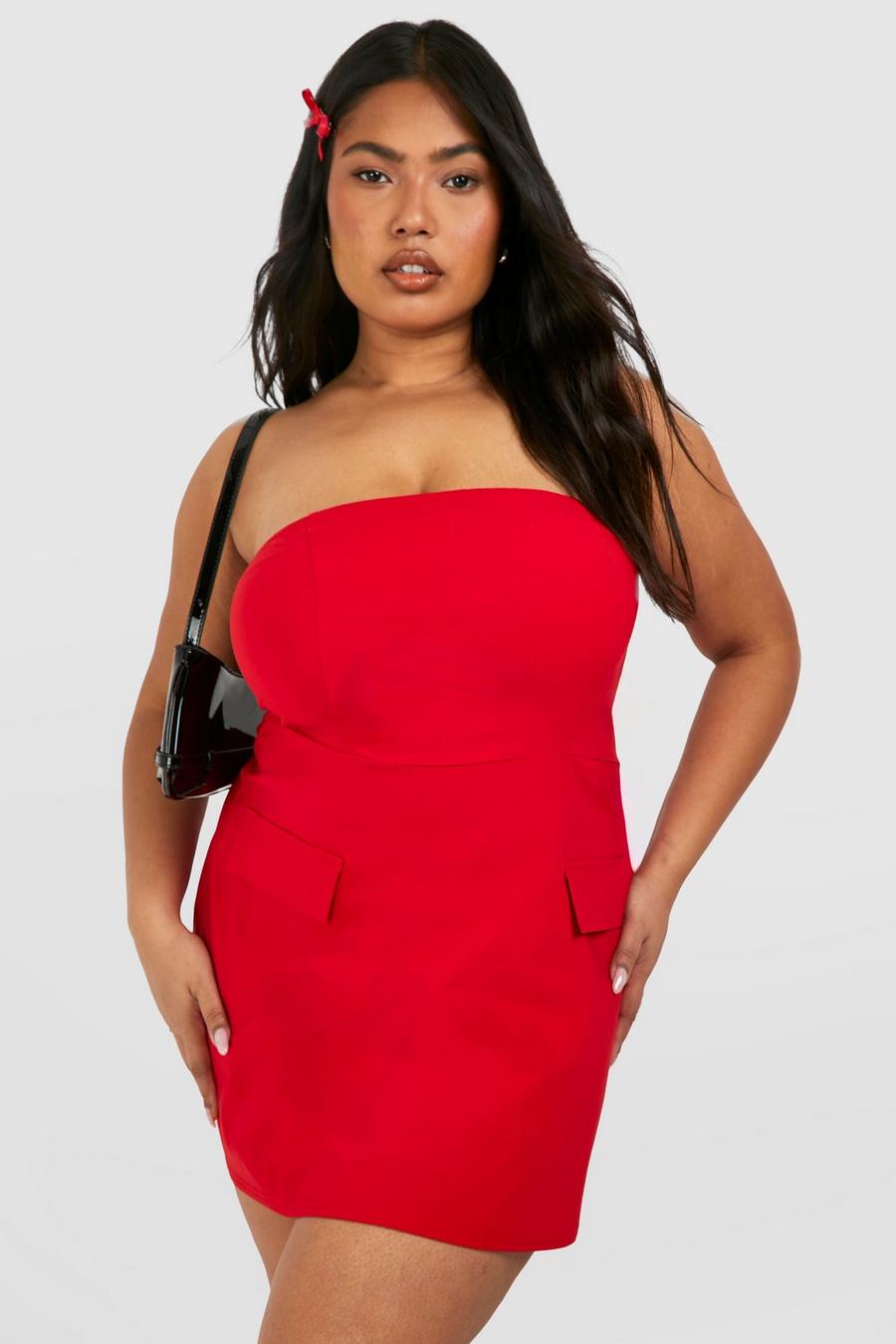 Grande taille - Robe courte bandeau, Red