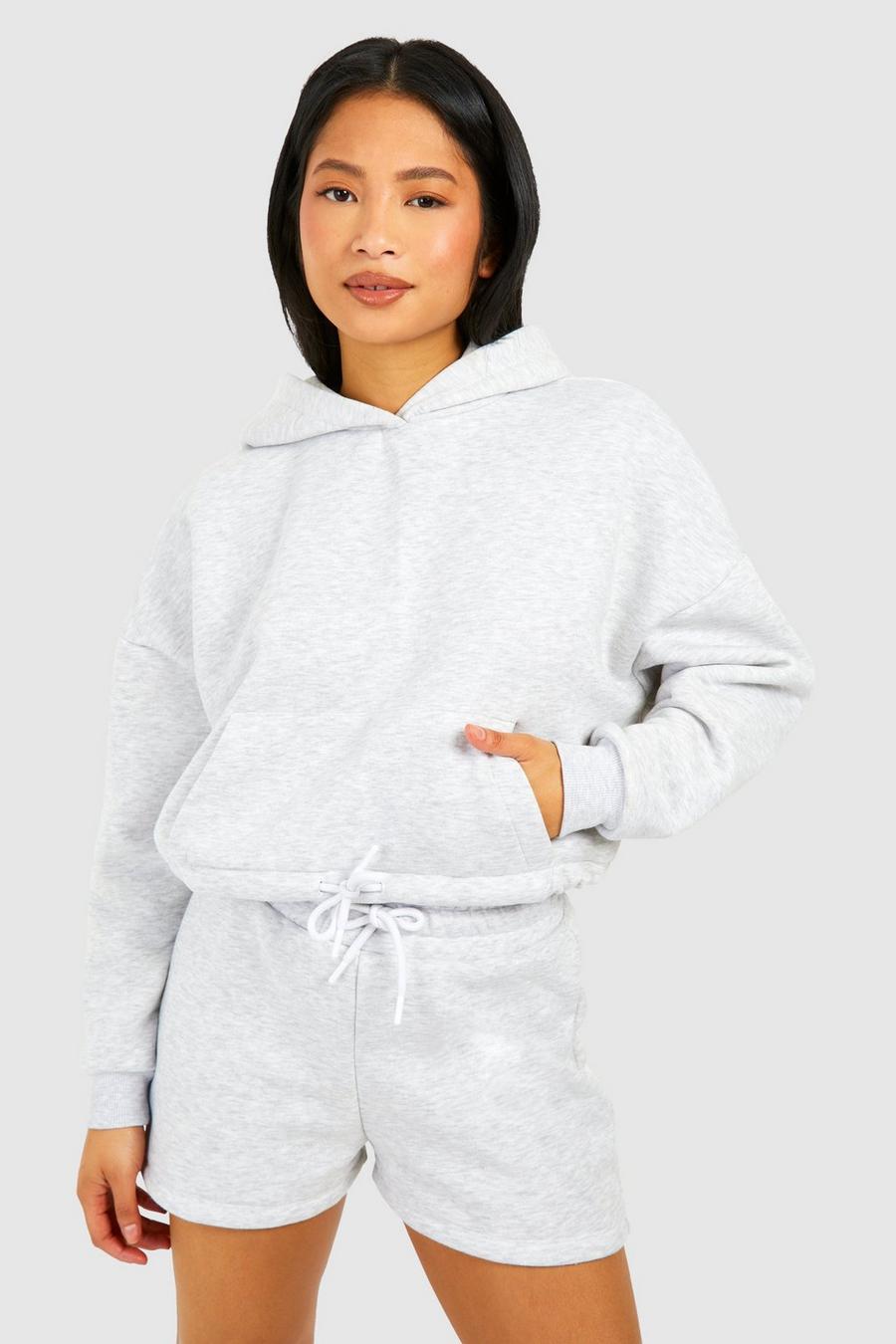Grey Icon Cropped Hoodie Short Tracksuit