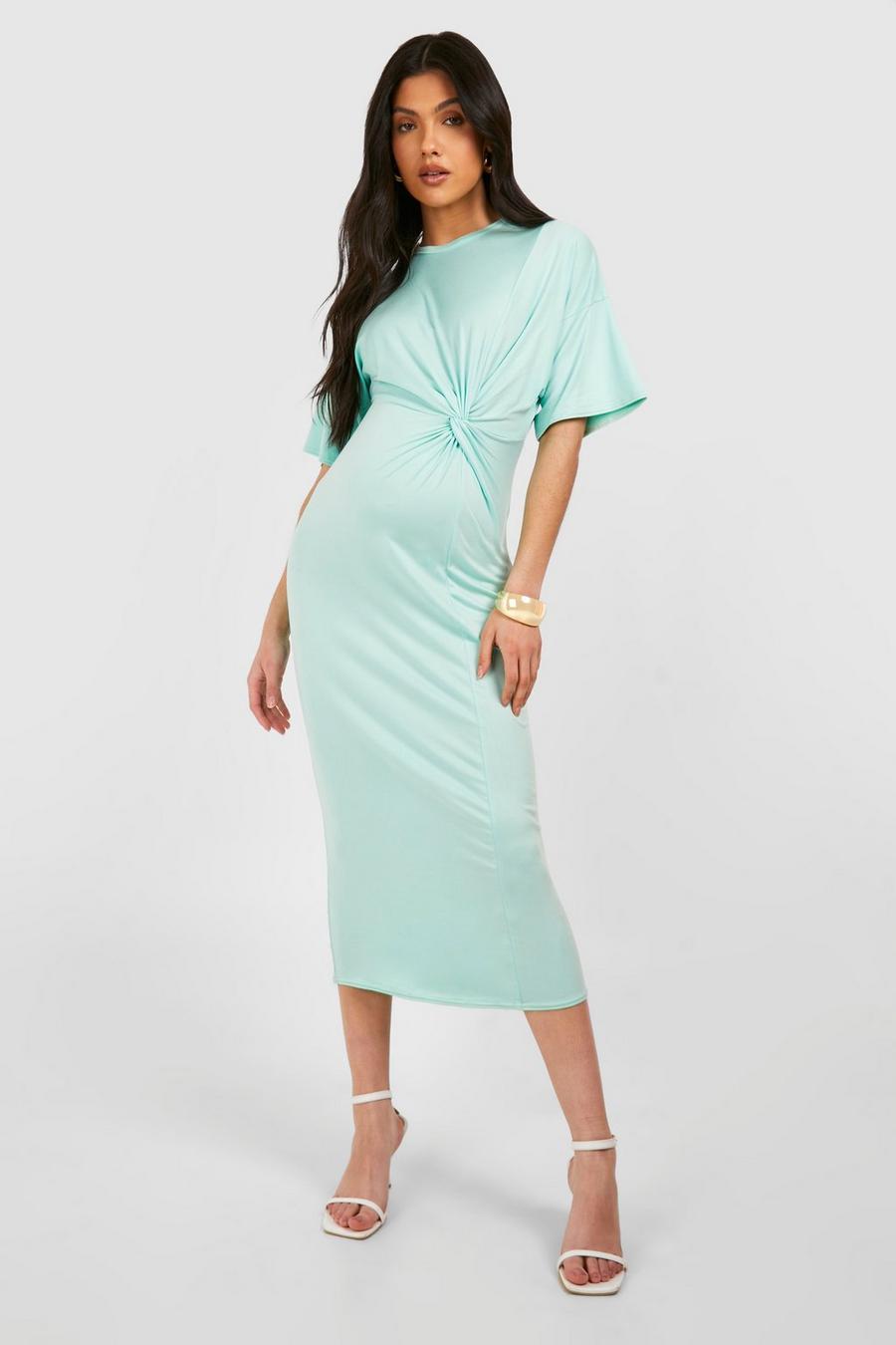 Sage Maternity Knot Supersoft Midi Dress