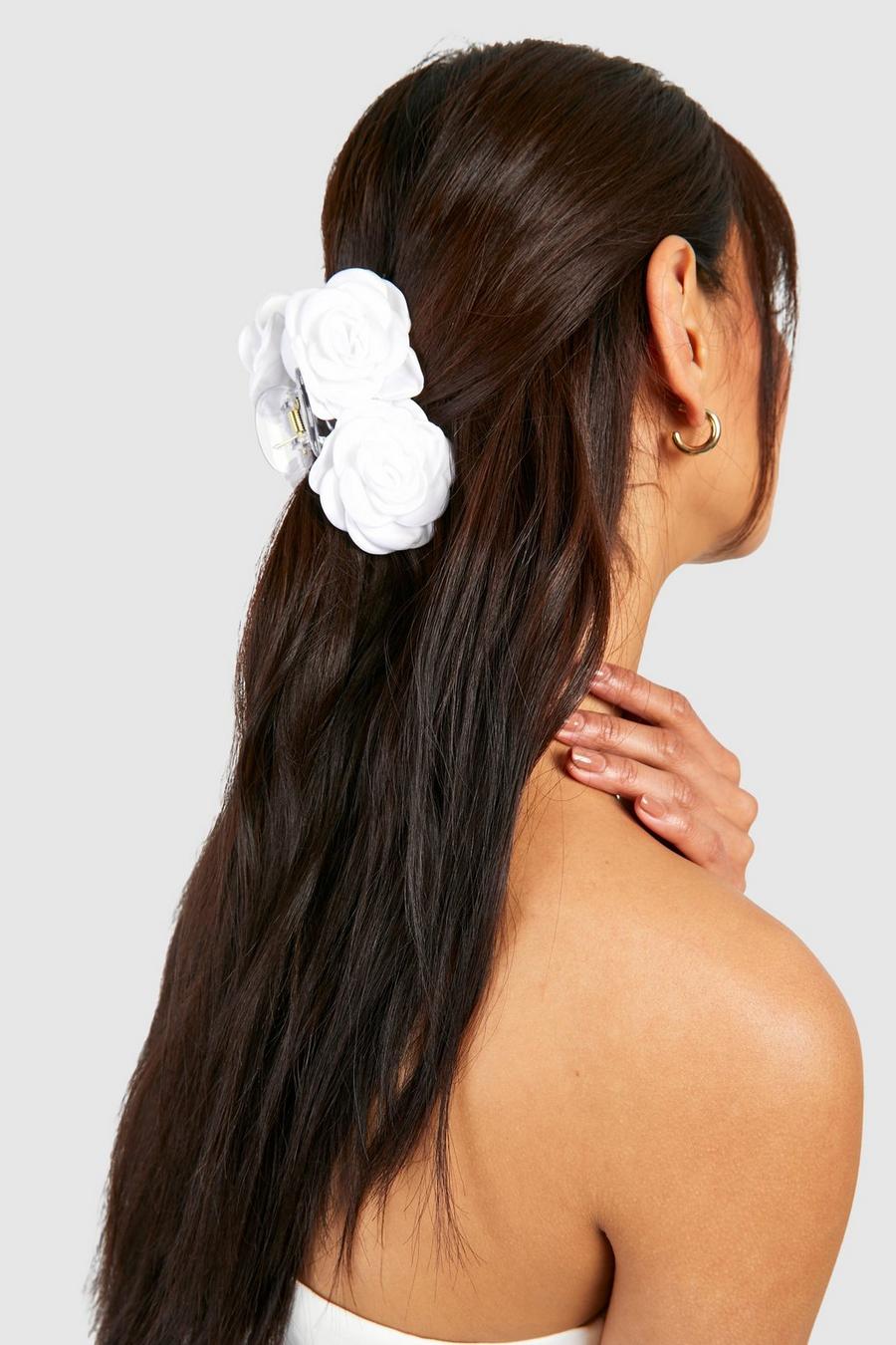 White Double Flower Claw Clip 