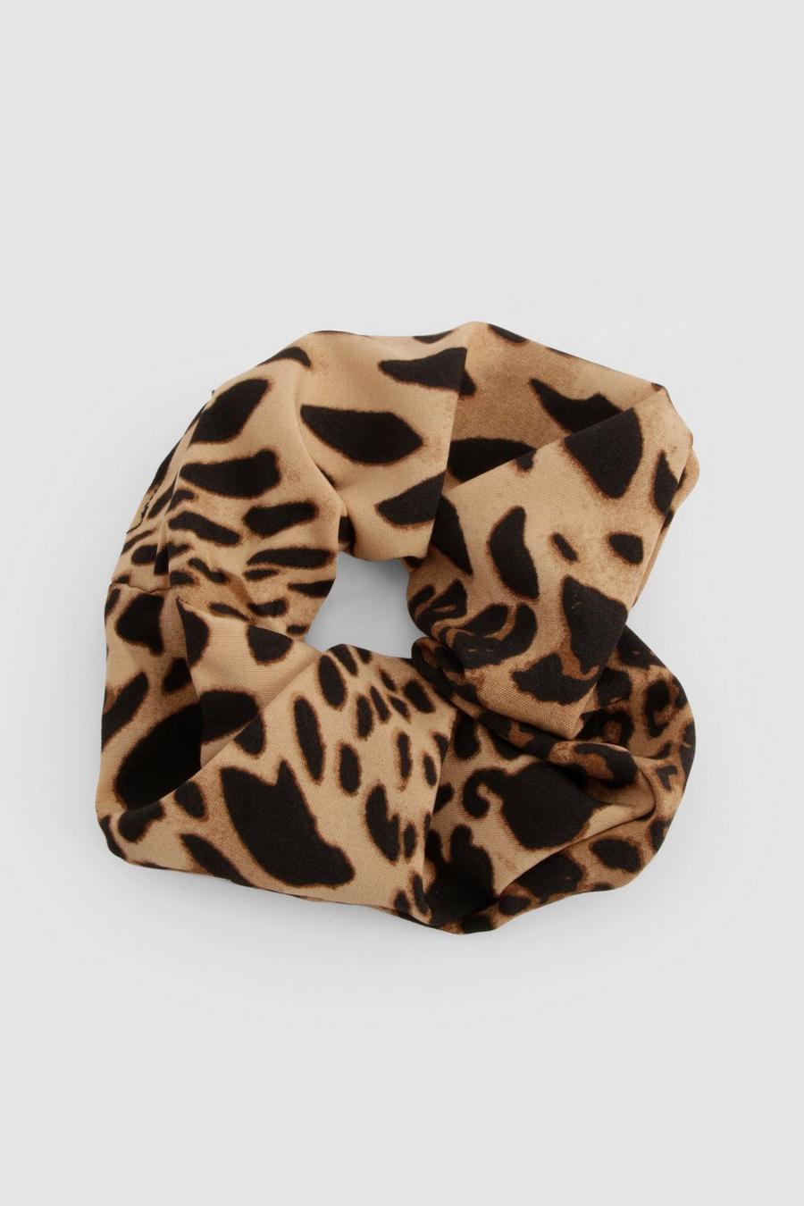 Elastico per capelli in raso con stampa leopardata, Leopard image number 1