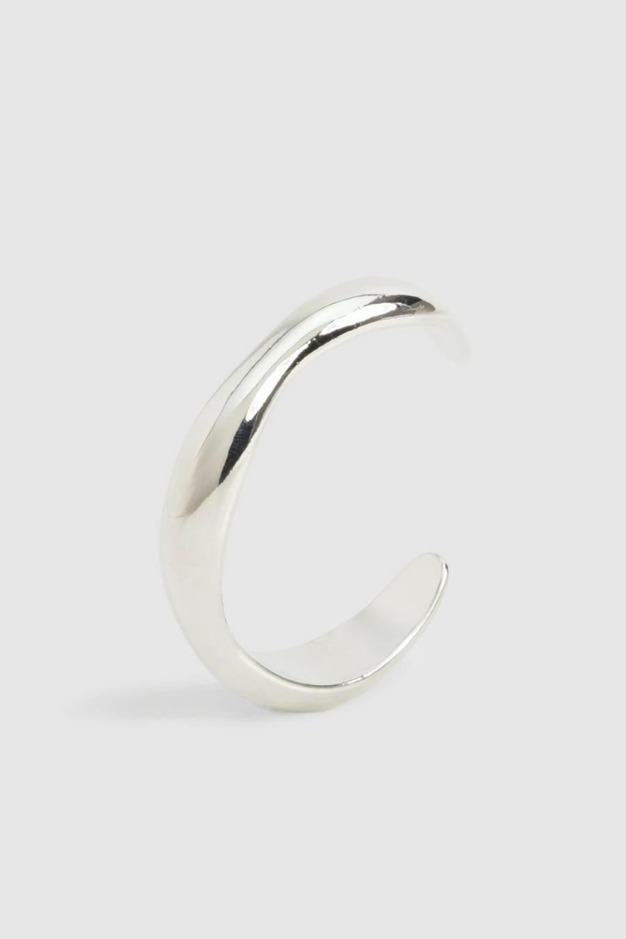 Silver Asymmetric Wavy Cuff Bracelet image number 1