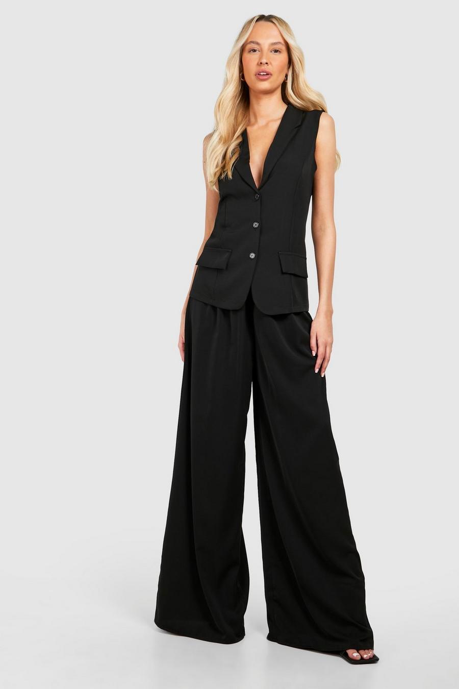 Black Tall Woven Wide Leg Pants image number 1