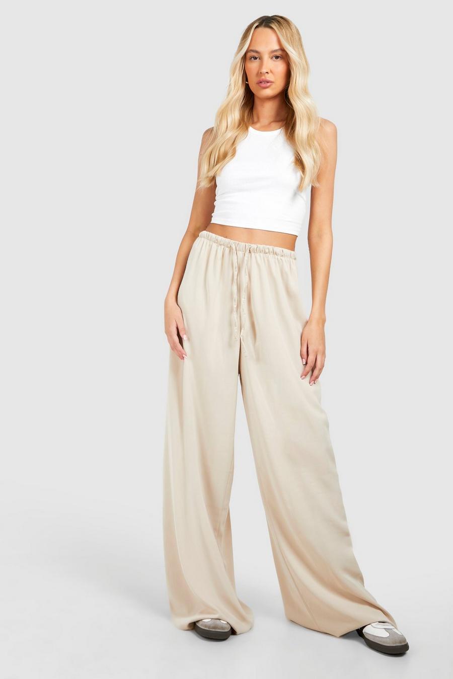 Taupe Tall Woven Wide Leg Trousers  image number 1