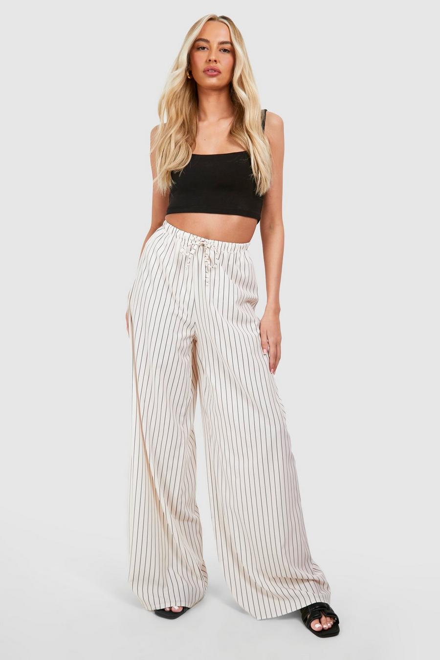 Stone Tall Woven Stripe Printed Wide Leg Pants image number 1