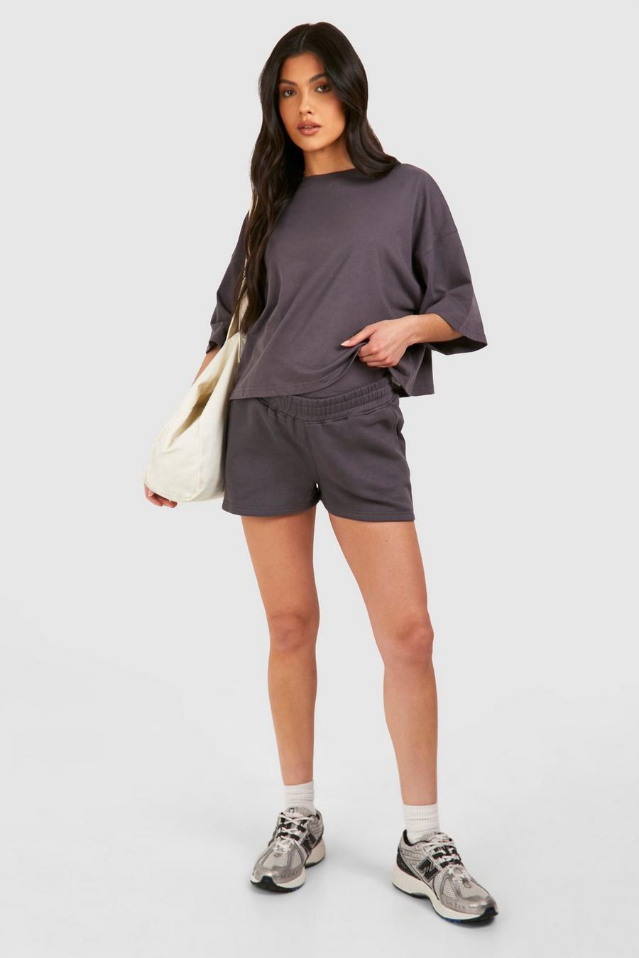 Charcoal Maternity Boxy T-shirt And Short Tracksuit image number 1