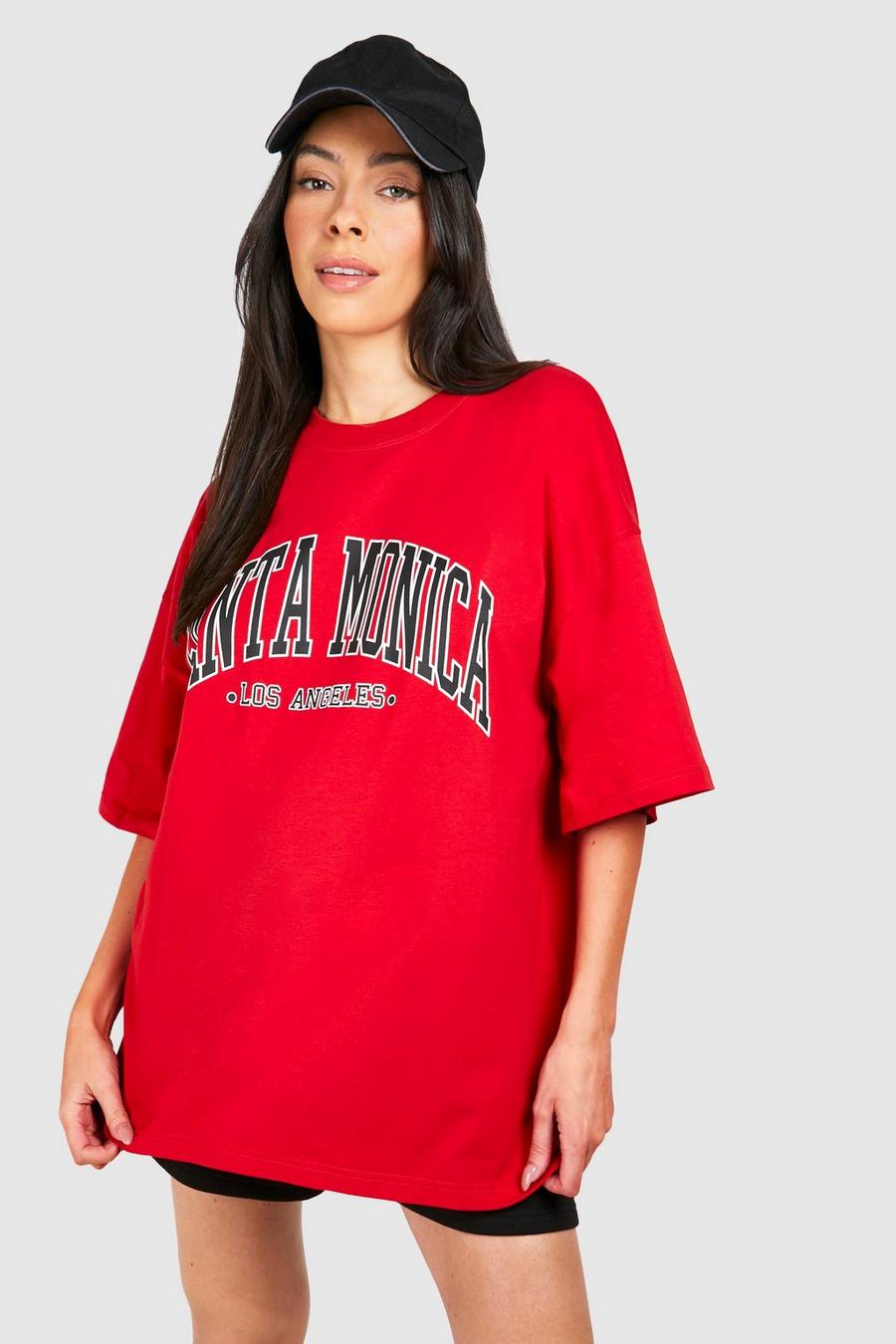 Camiseta Premamá oversize con estampado de Santa Monica, Red
