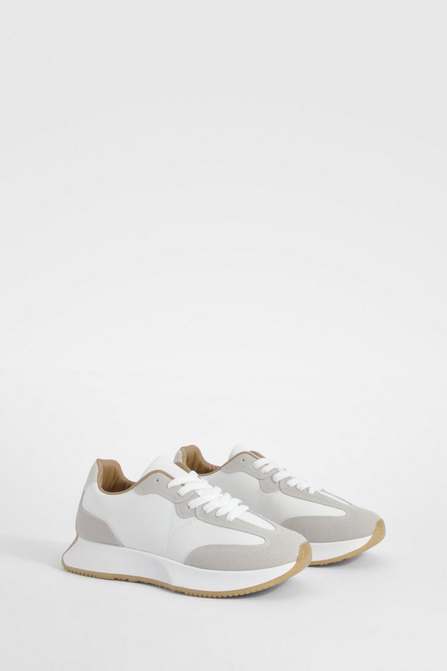 White Chunky Panel Detail Trainers image number 1