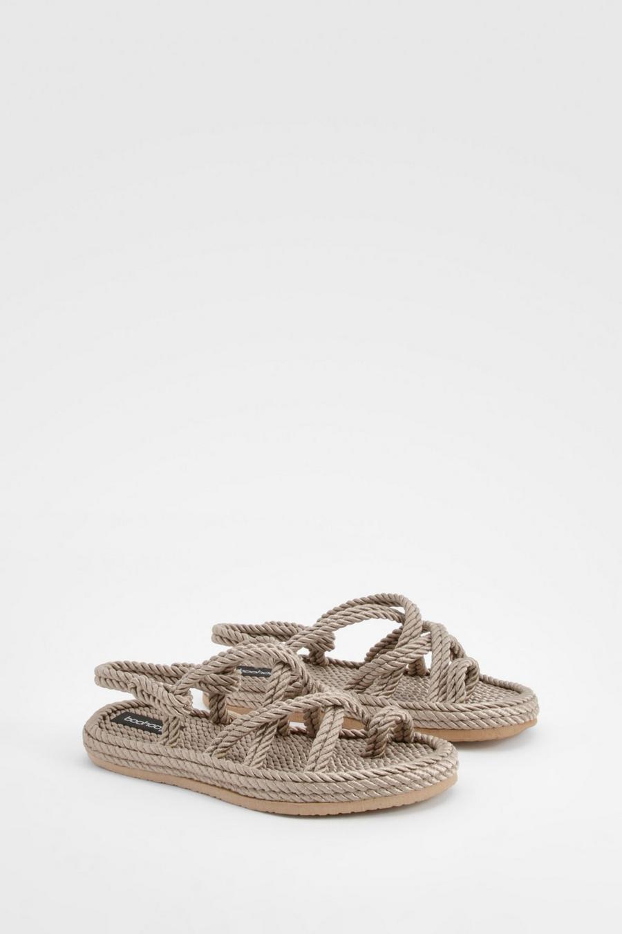 Taupe Crossover Front Rope Sandals image number 1
