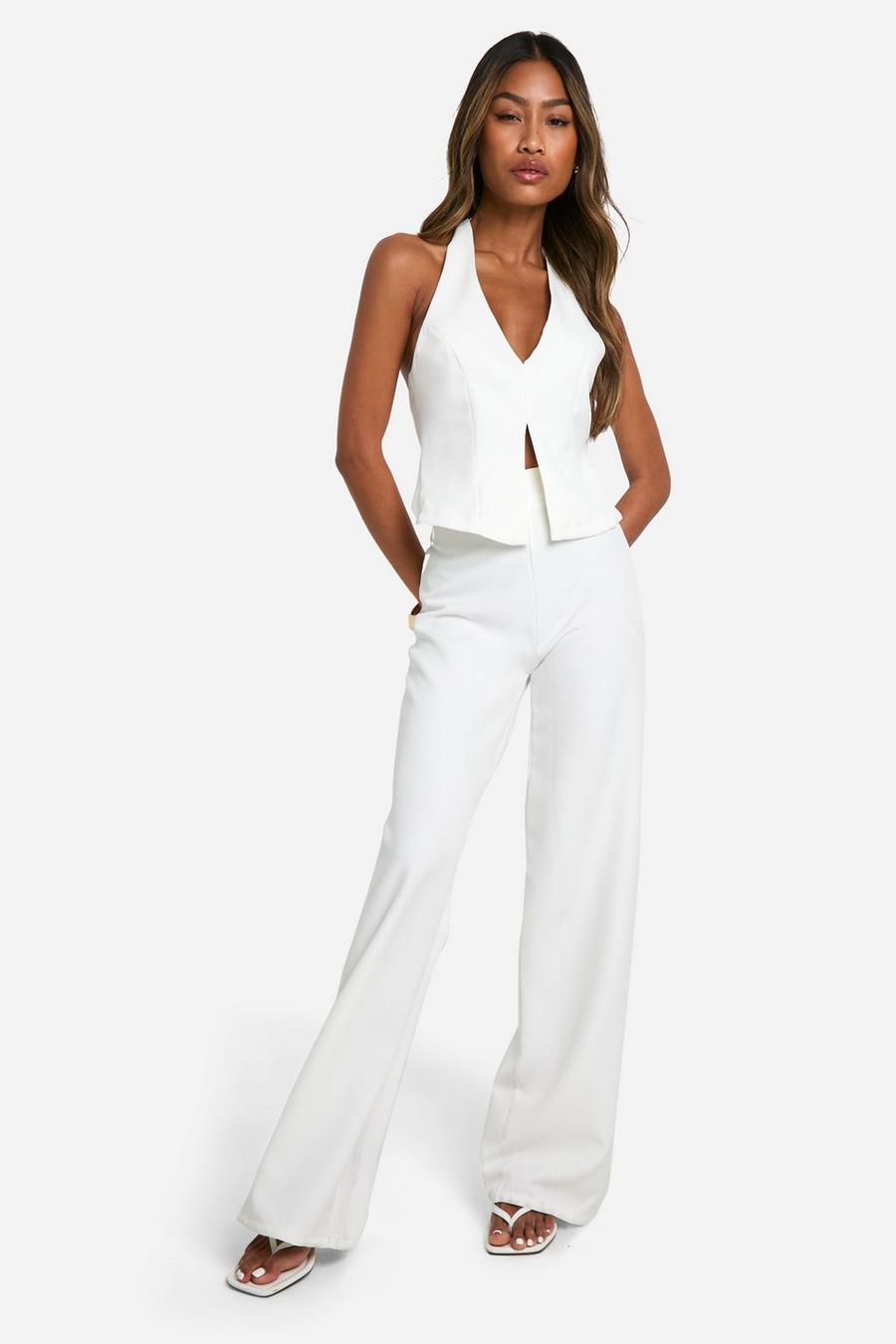 Ivory Subtle Flared Tailored Trousers