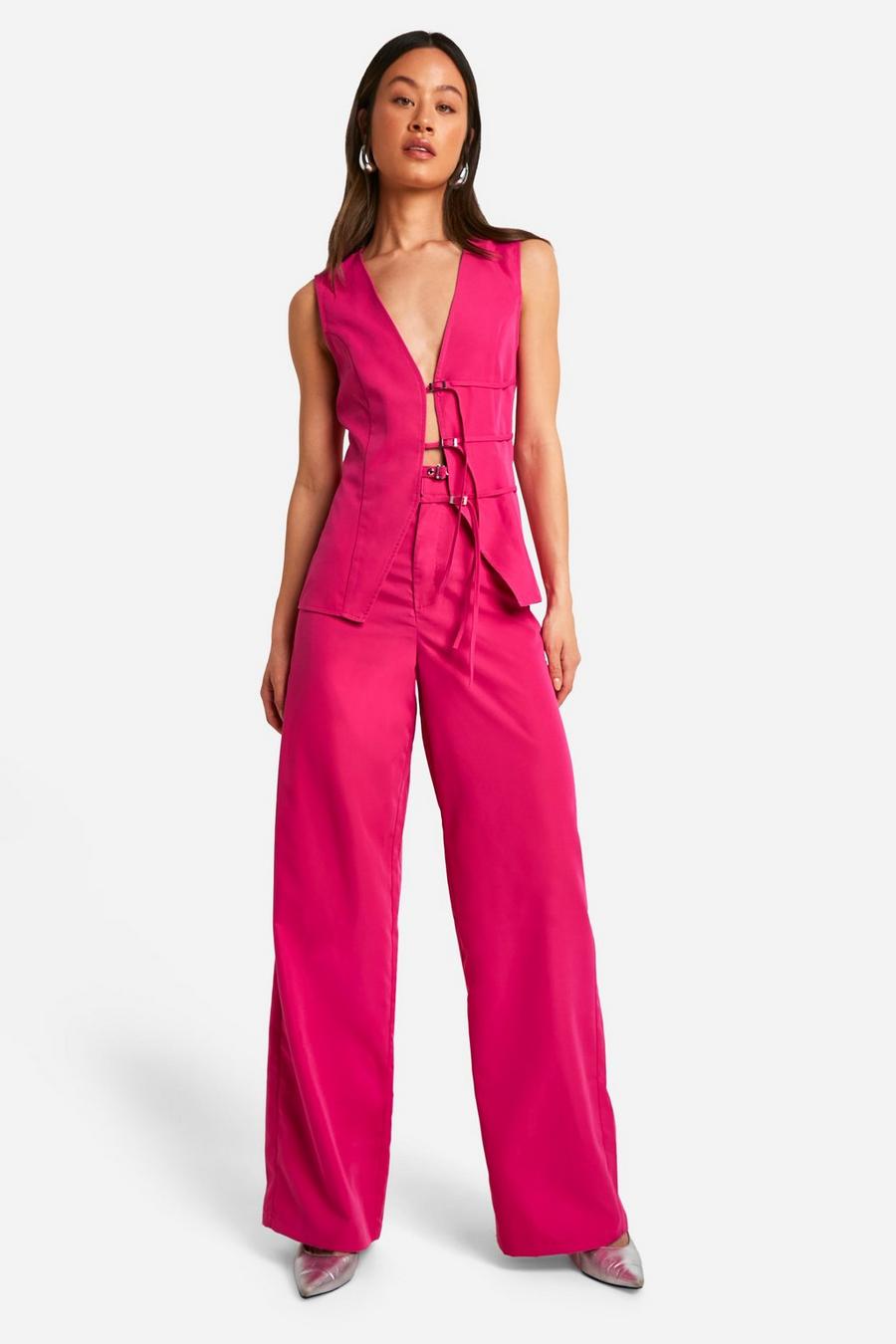 Fuchsia Tall Belted Wide Leg Trousers