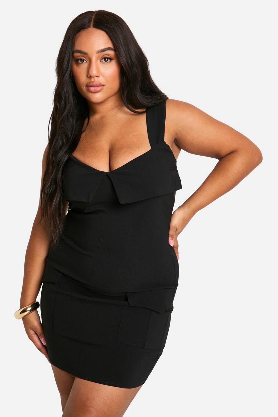 Grande taille - Robe moulante utilitaire, Black image number 1