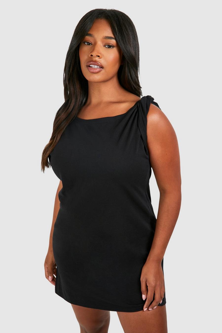 Black Plus Twist Detail T-shirt Dress