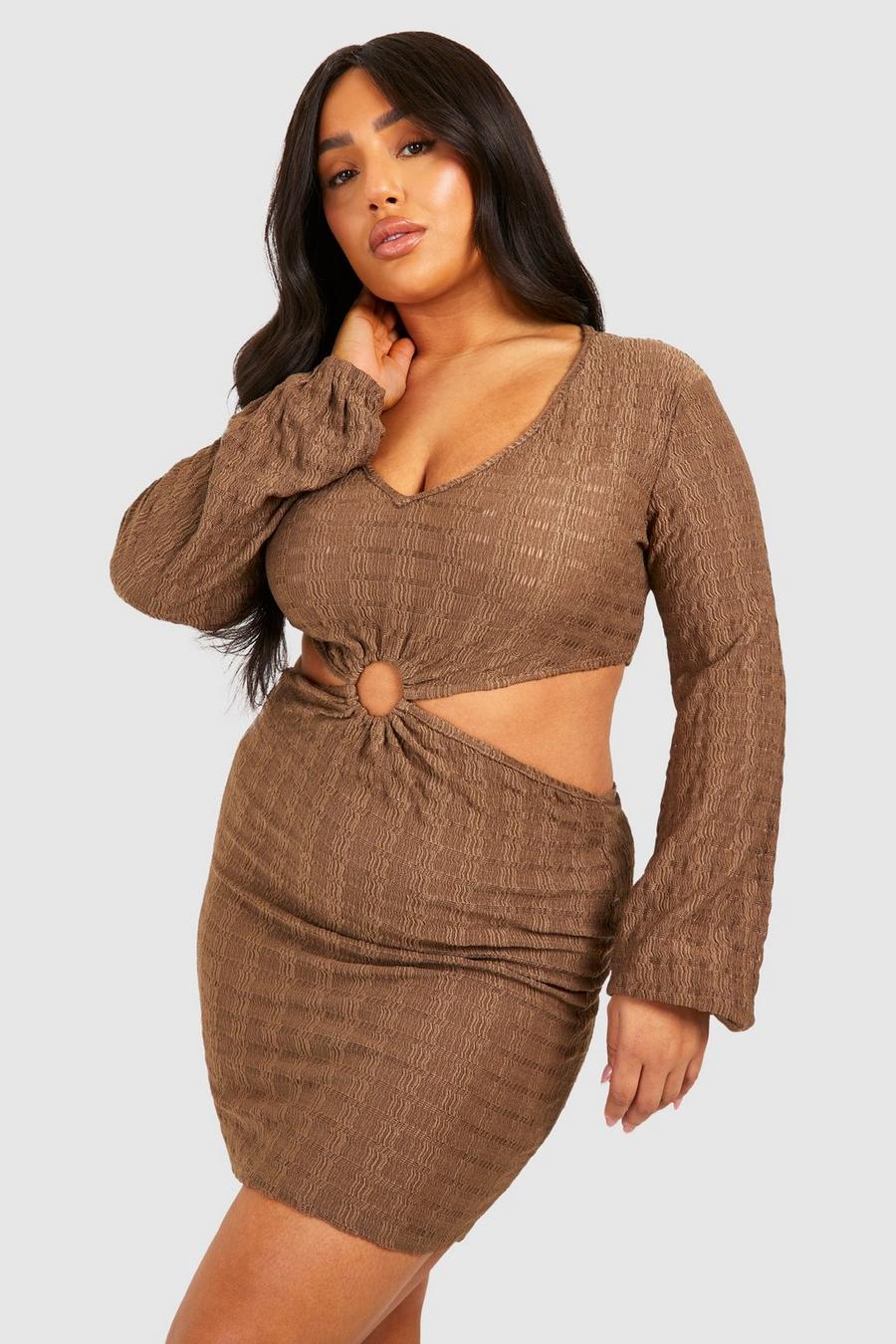 Chocolate Plus Jersey Knit Knitted O- Ring Beach Dress image number 1
