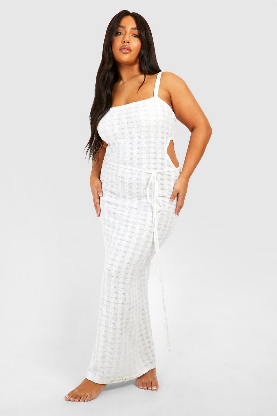Plus Jersey Knitted Cut Out Beach Maxi Dress