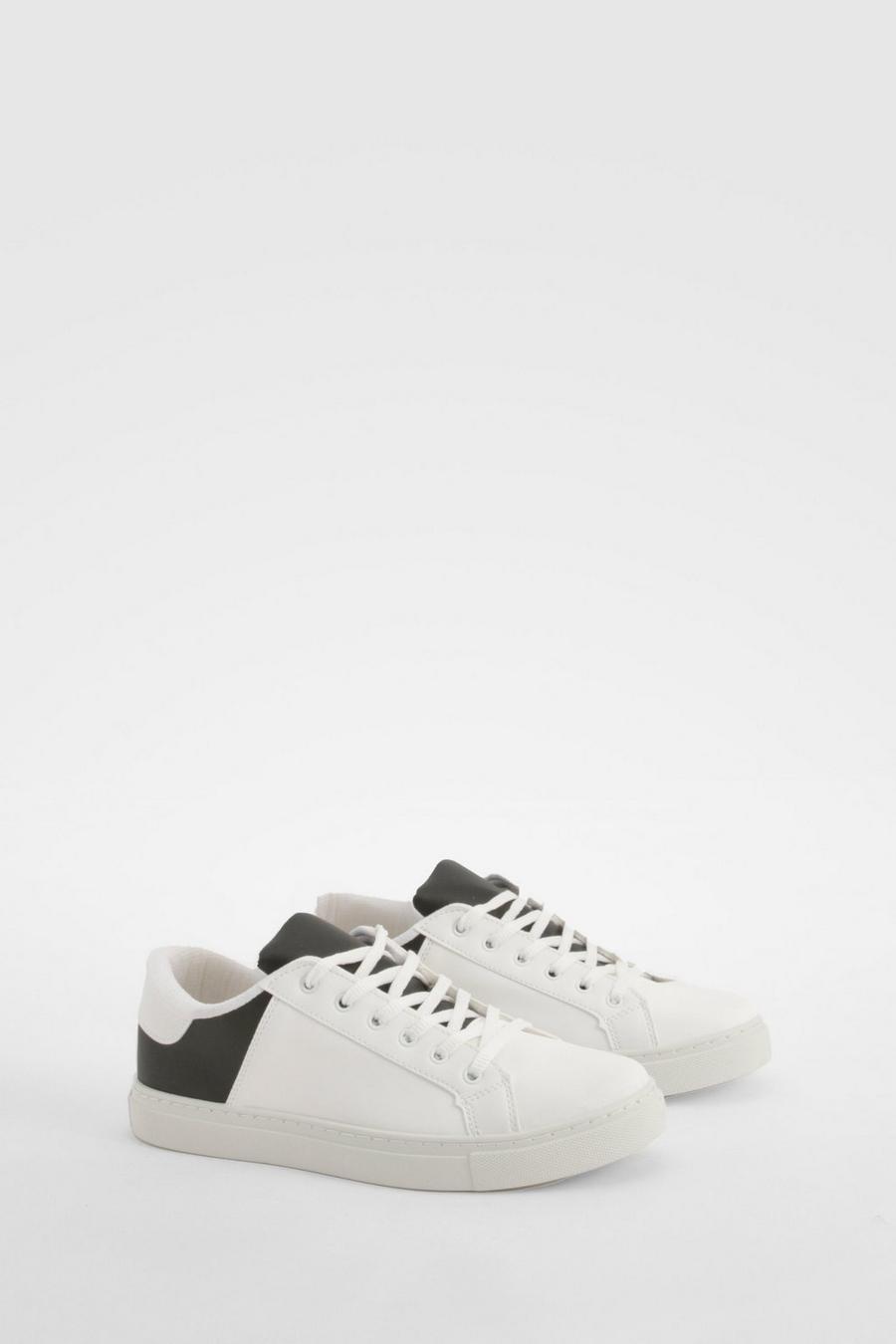 Black Contrast Panel Basic Flat Sneakers