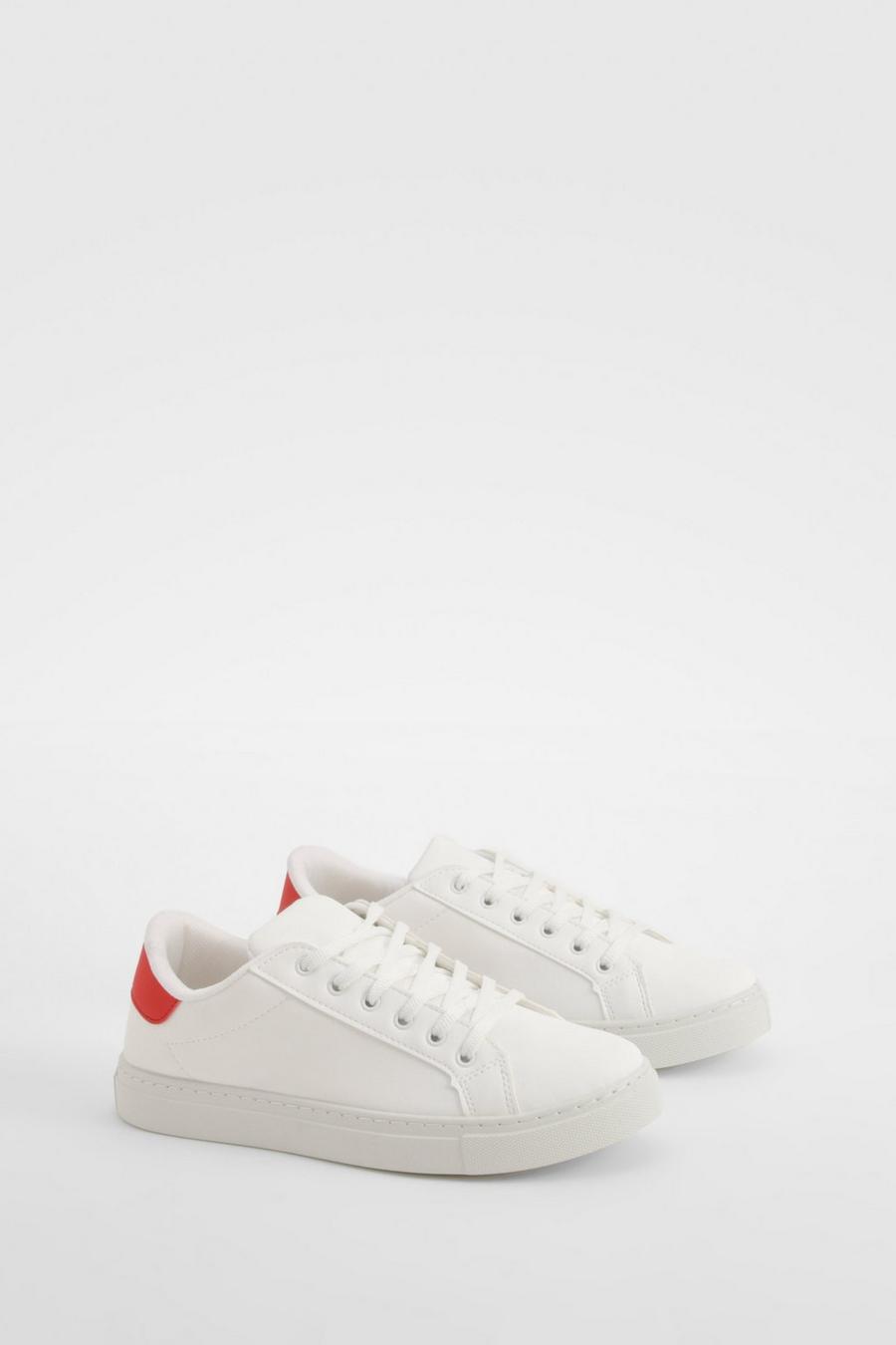 Red Back Panel Basic Flat Trainers 