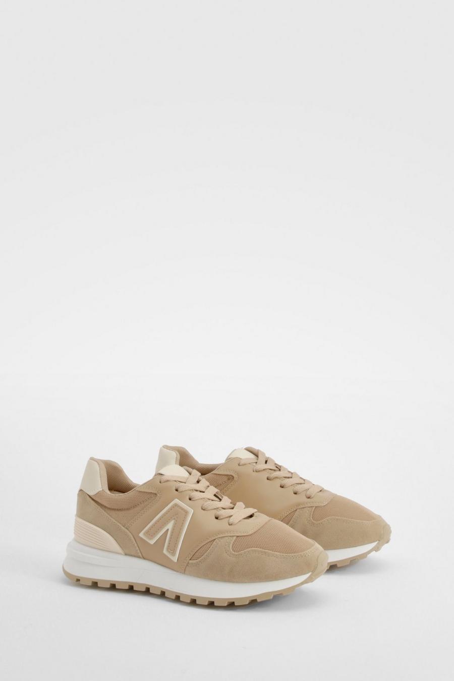 Nude Chunky Contrast Trainers