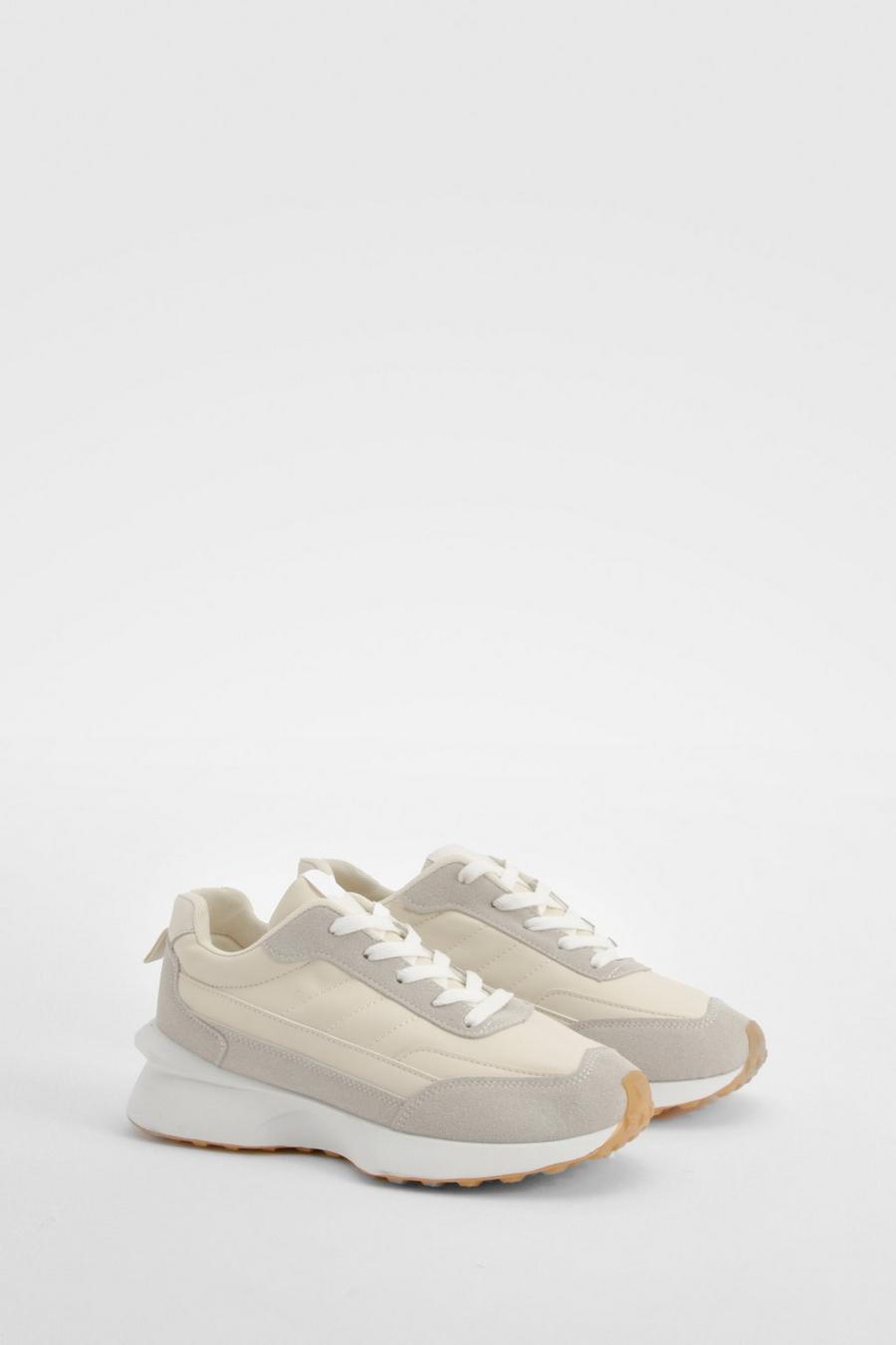 Cream Chunky Panel Detail Trainers image number 1