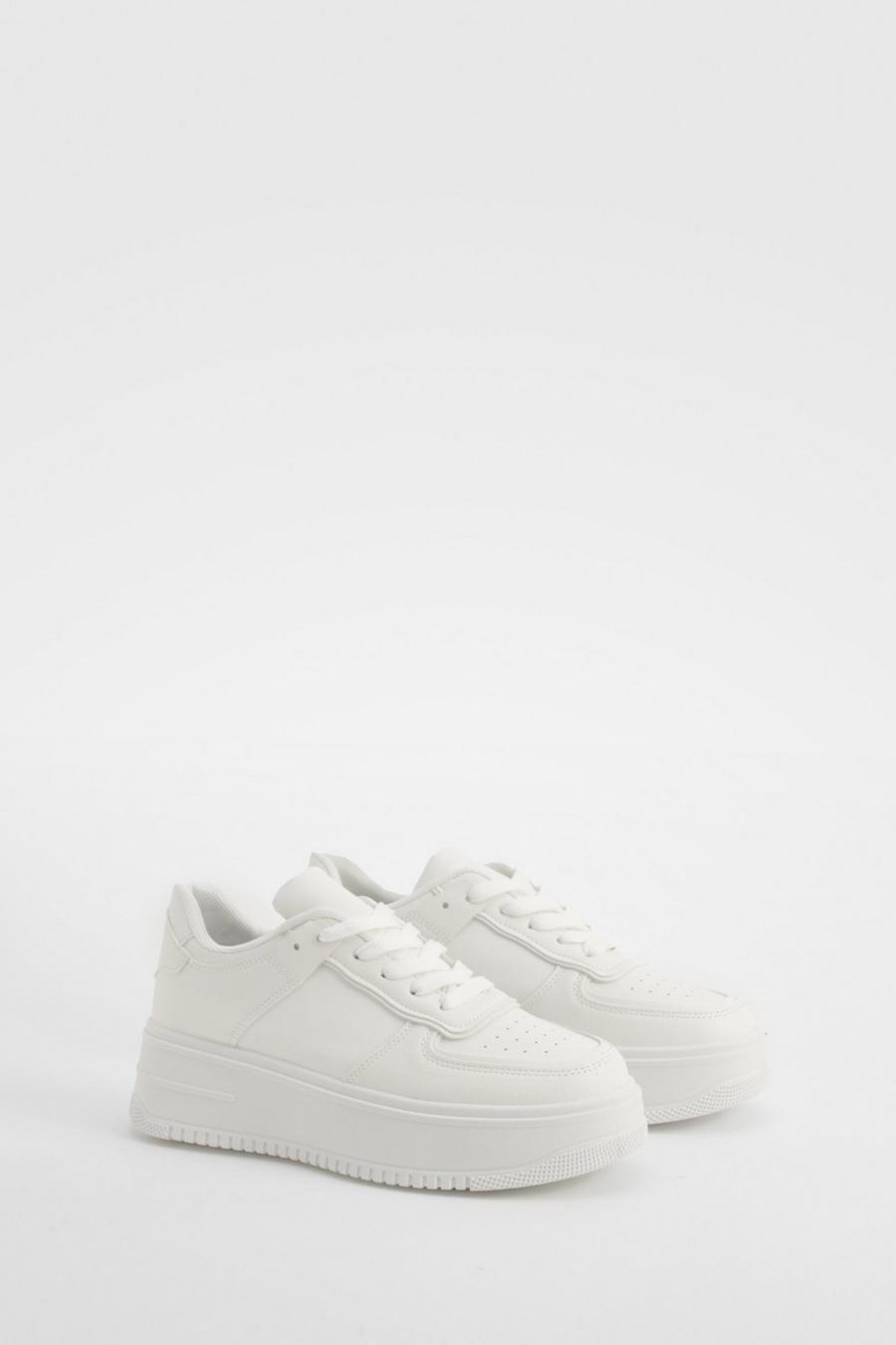 White Platform Chunky Sneakers image number 1