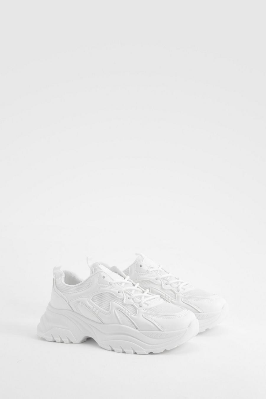White Chunky Panel Detail Dad Sneakers