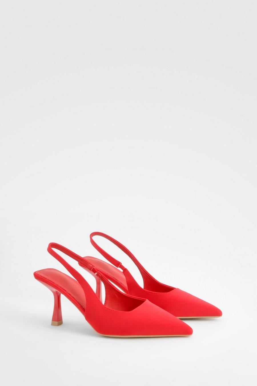 Red Pointed Mid Heel Pumps