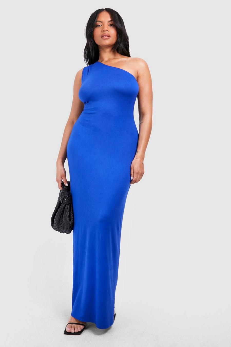 Cobalt Plus Jersey One Shoulder Maxi Dress