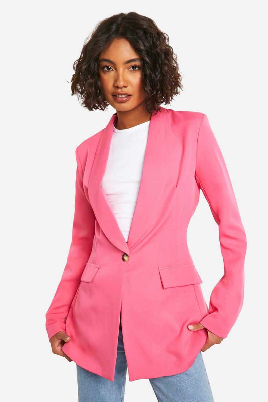 Pink Tall Woven Tailored Fitted Blazer image number 1