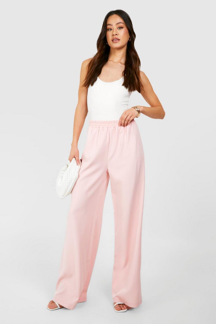 Baby pink Tall Woven Tailored Elasticated Wide Leg Trousers  image number 1