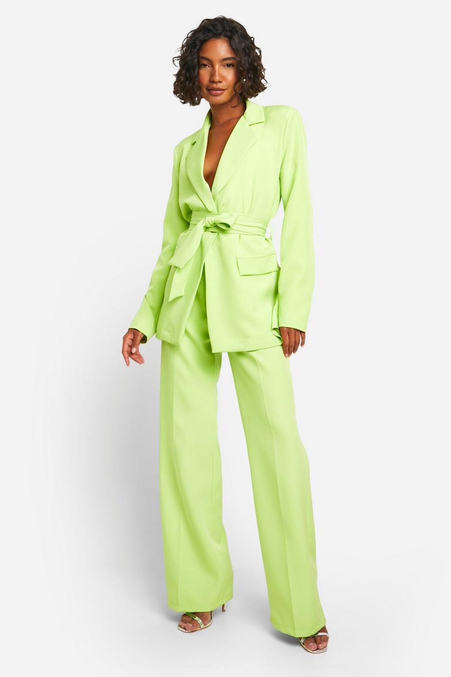 Lime Tall Woven Tailored Straight Leg Trousers  image number 1