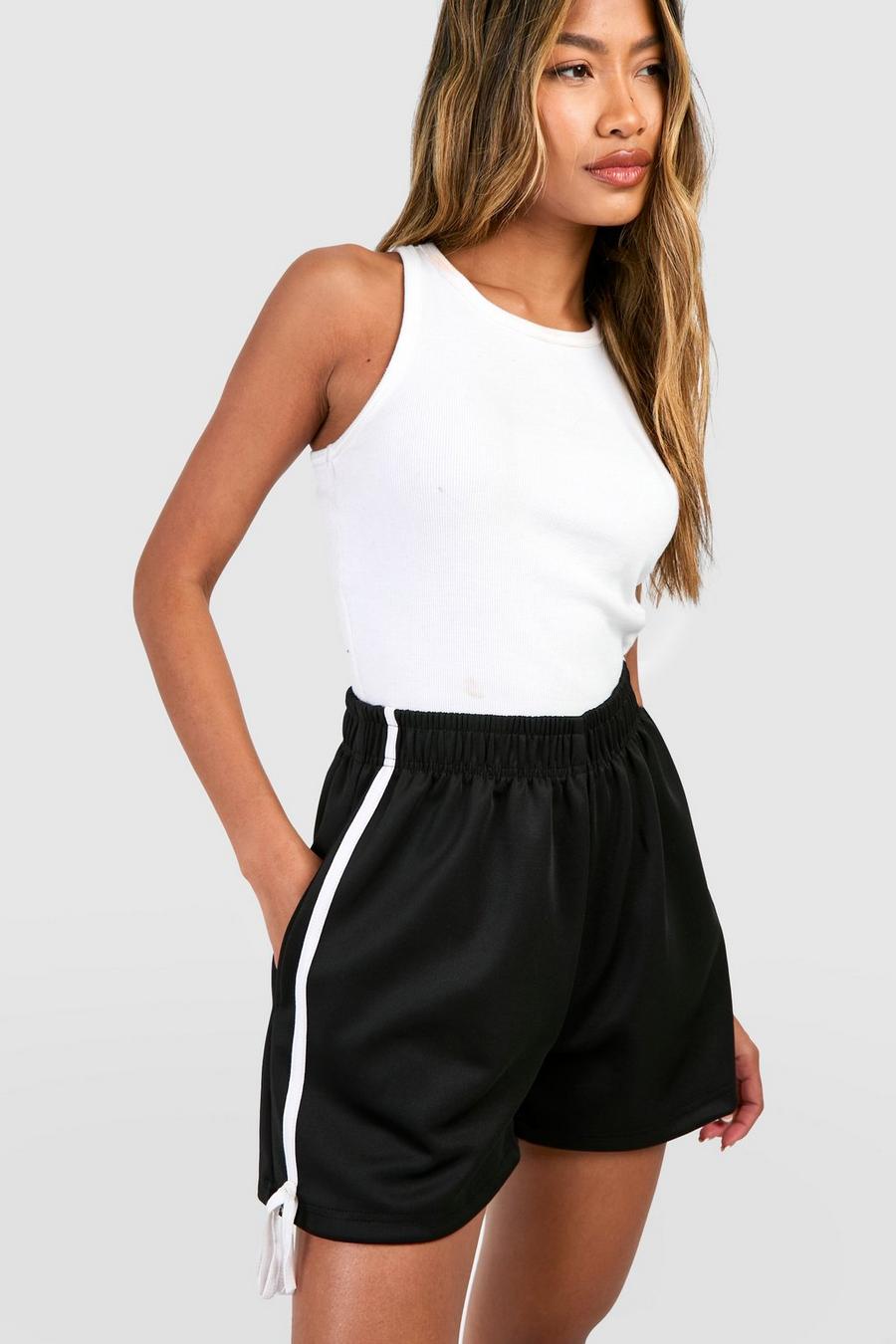 Black Striped Bow Detail Shorts image number 1