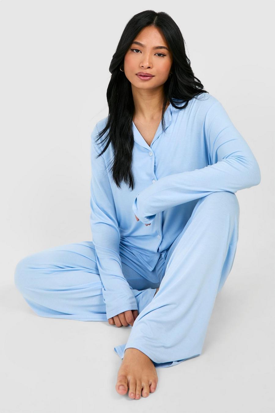 Baby blue Petite Pyjama Set Met Lange Mouwen