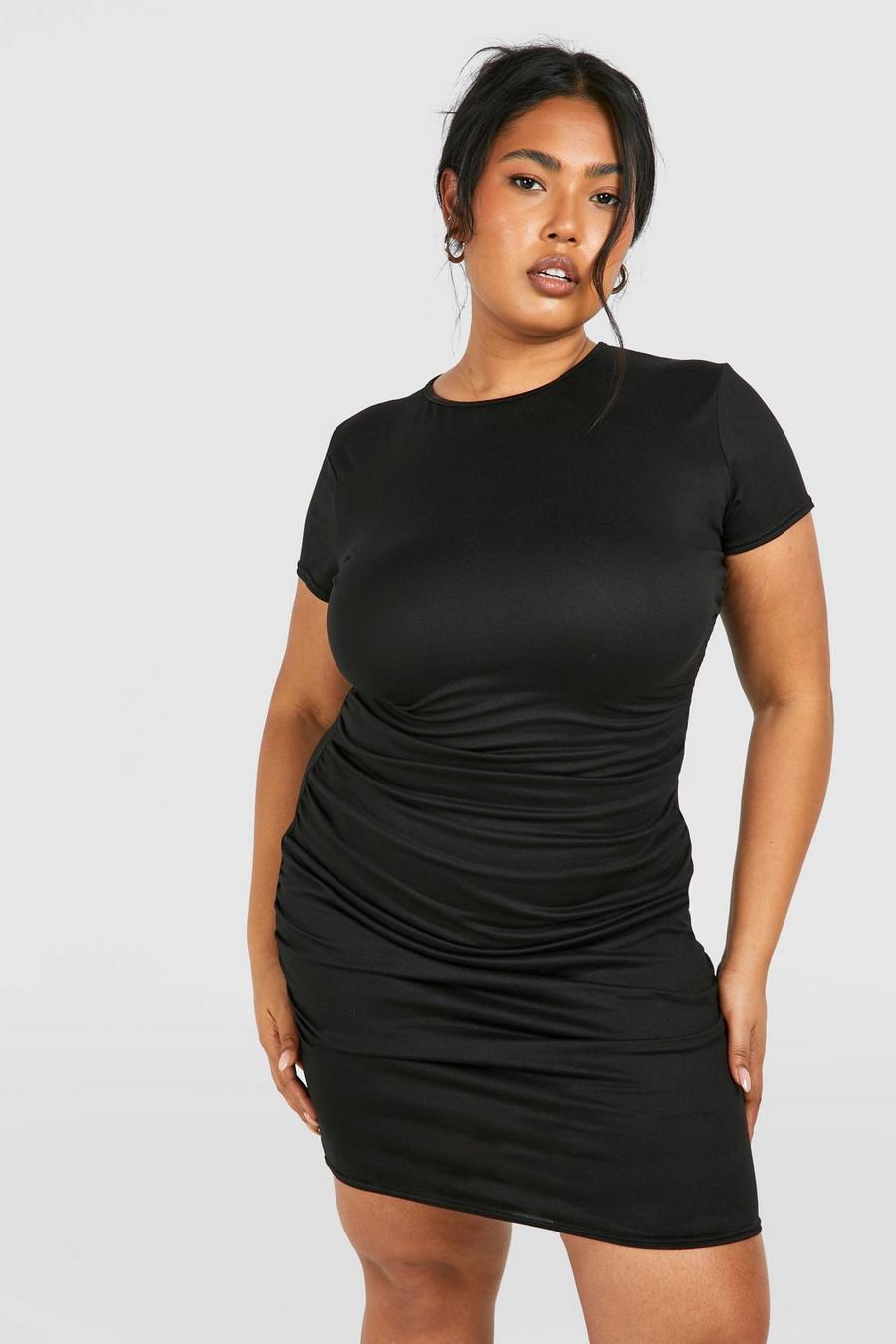 Black Plus Super Soft Ruched Bodycon Dress image number 1