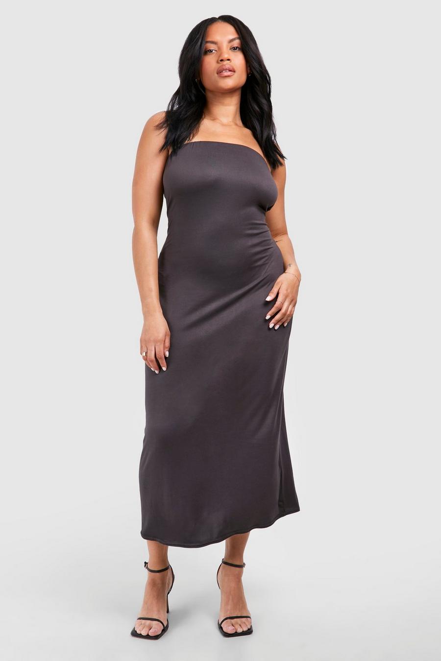 Charcoal Plus Super Soft Bandeau Midaxi Dress image number 1