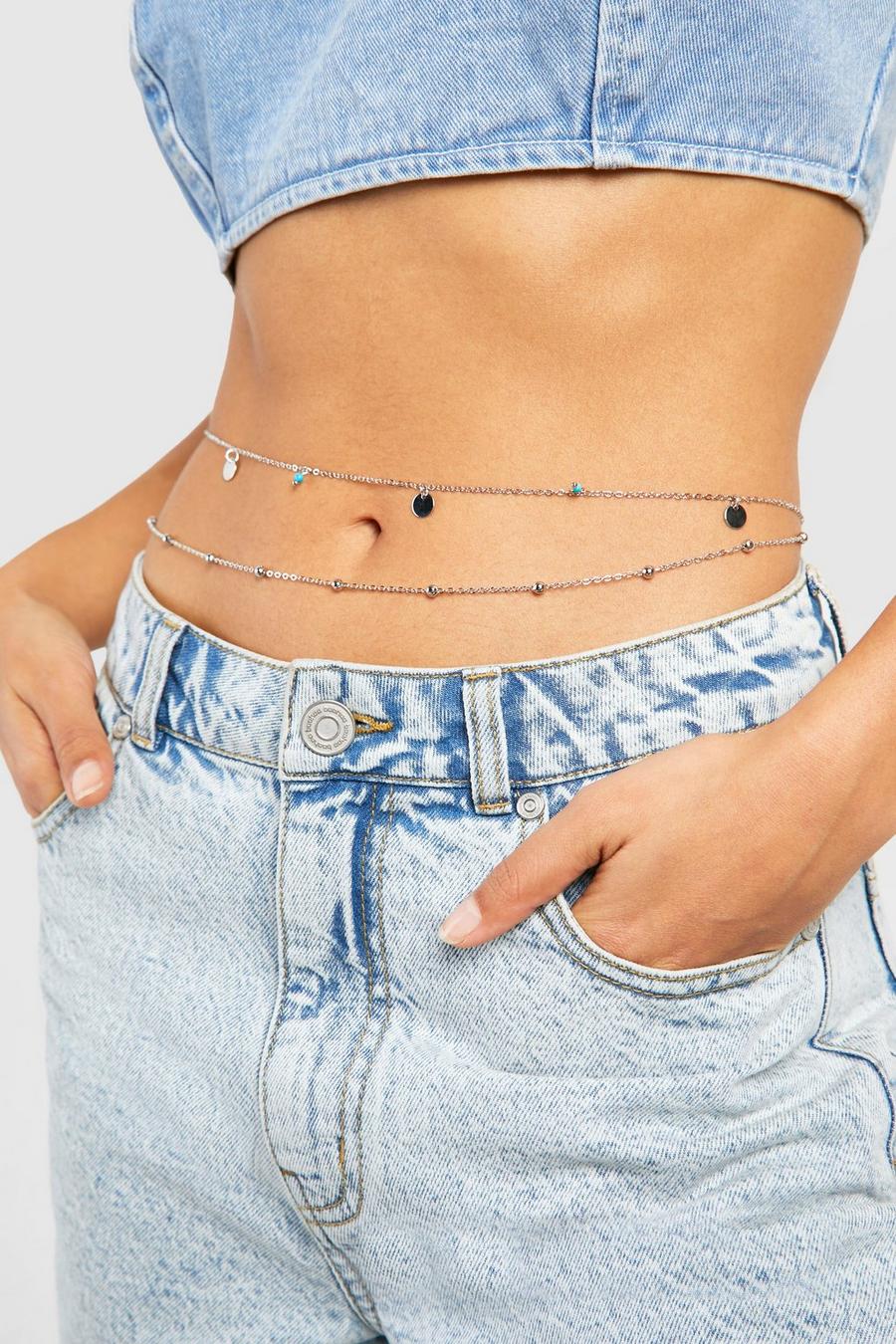 Silver Double Layered 2 Pack Belly Chain 