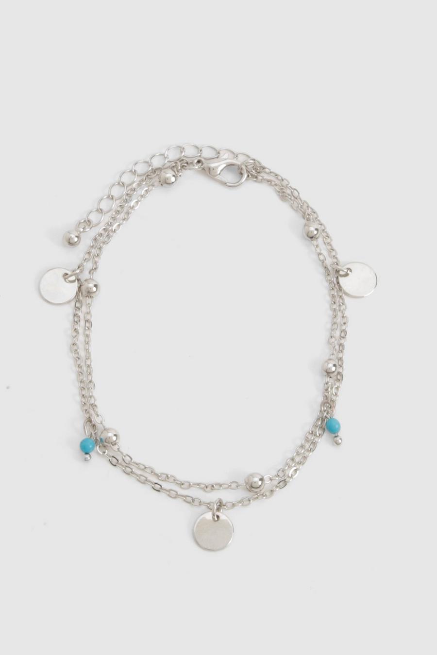 Silver Double Layered Anklet image number 1