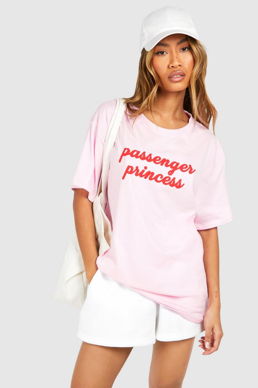 Pink Oversized Katoenen Princess Princess T-Shirt Met Borstopdruk image number 1