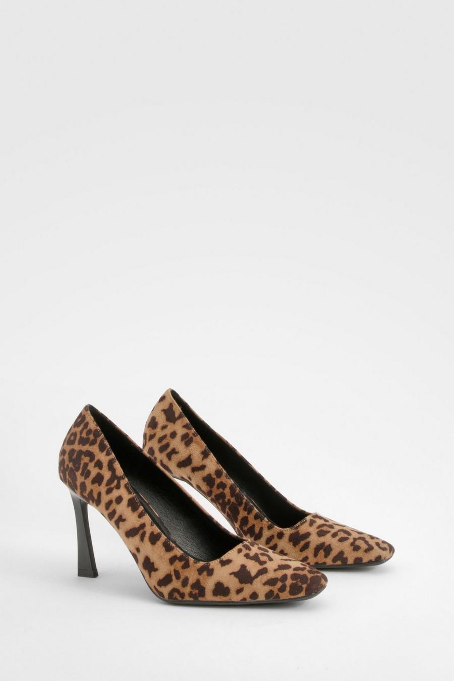Leopard Square Heel Court Heels   