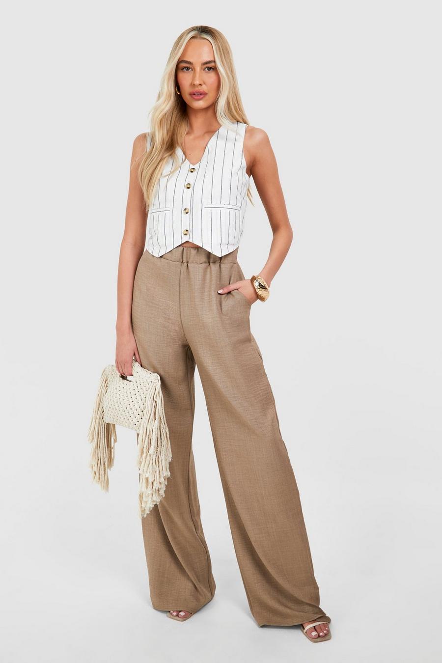 Tall Linen Look Wide Leg Trousers image number 1